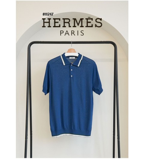 [HERMES] 에르메스 인견 비스코스 배색 카라니트(국내배송)