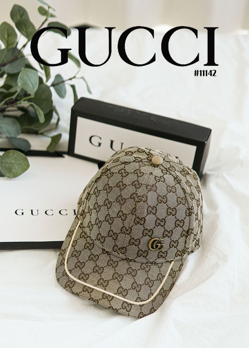 [GUCCI] 구찌 GG 베이지 라인 남여공용 볼캡 (국내배송)