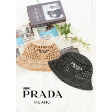 [PRADA] 프라다 남여공용 Raffia 라피아 우븐 패브릭 버킷 햇(국내배송)