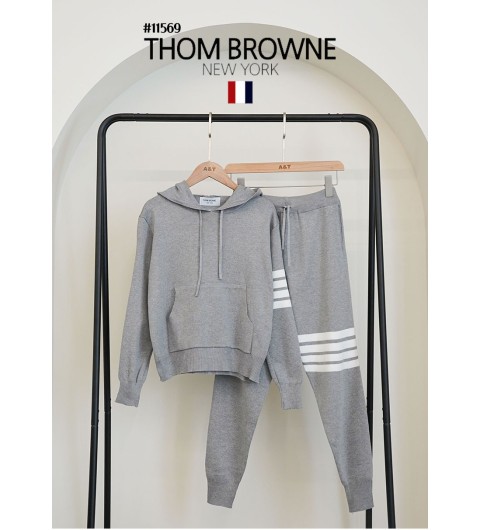 [THOM BROWNE] 톰브라운 여성 클래식 4바 니트 후드 &조거 셋 (국내배송)