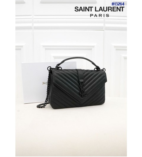 [SAINT LAURENT] 생로랑 컬리지 레더 탑핸들 숄더백 블랙  (국내배송)