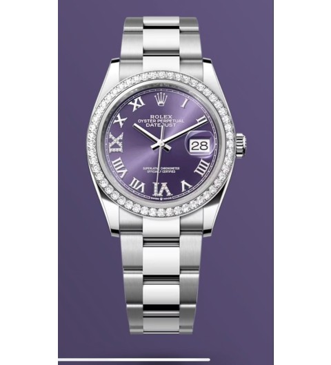 로렉스 Datejust 36화이트골드/purple다이얼/베젤다이아 (국내배송)