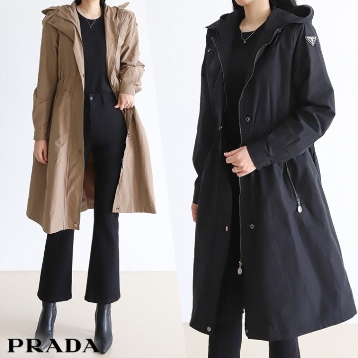 프라다 Polish nylon woven long rain coat 국내배송