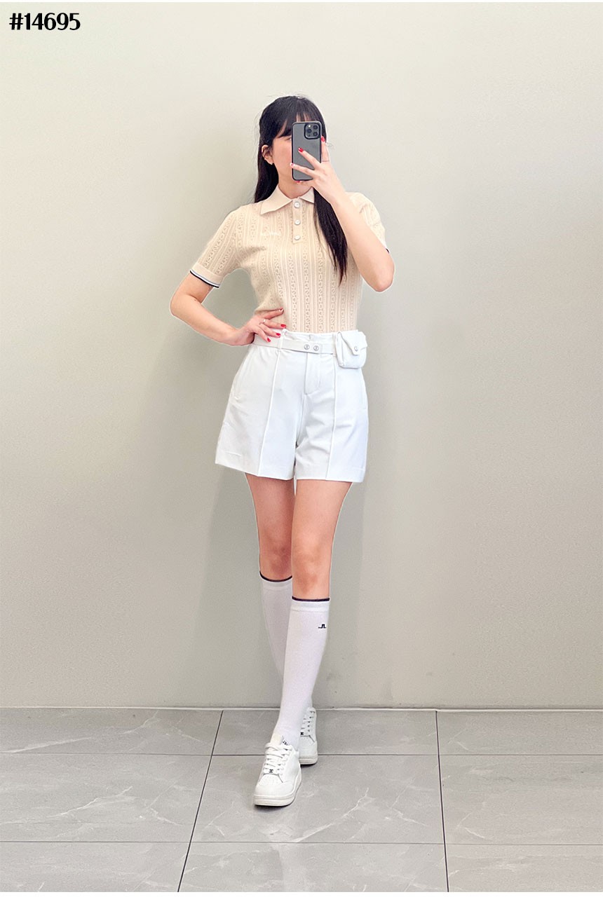 사우스케이프 여성 SCOC 패턴 반팔 카라 니트 국내배송
