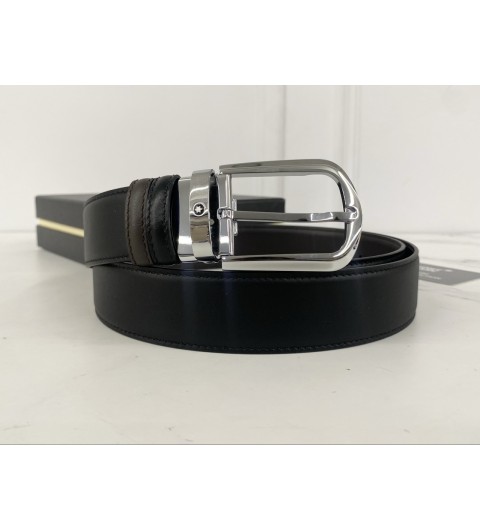 몽블랑 홀스슈 버클 30mm 리버시블 레더 벨트 블랙 브라운 국내배송