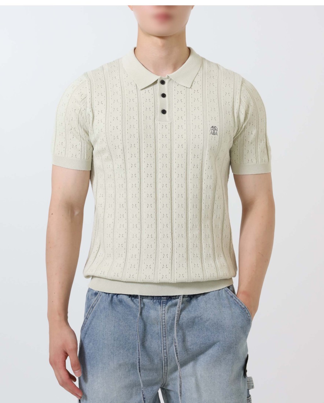 브루넬로쿠치넬리 [ B*unello C*cinelli ] 로고 펀칭 카라 반팔니트 국내배송