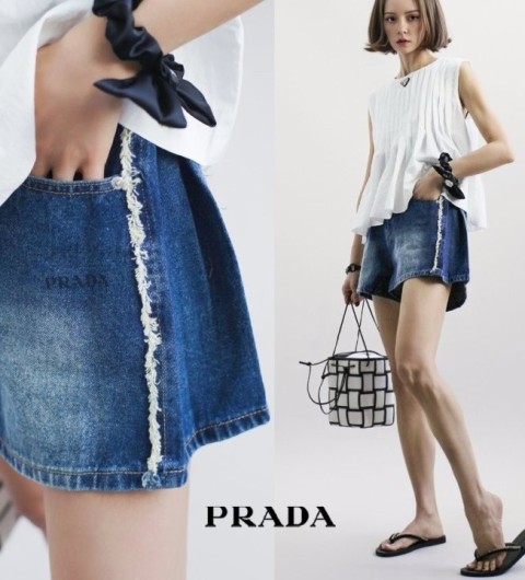 프라다 모션 핀턱 쇼츠 국내배송