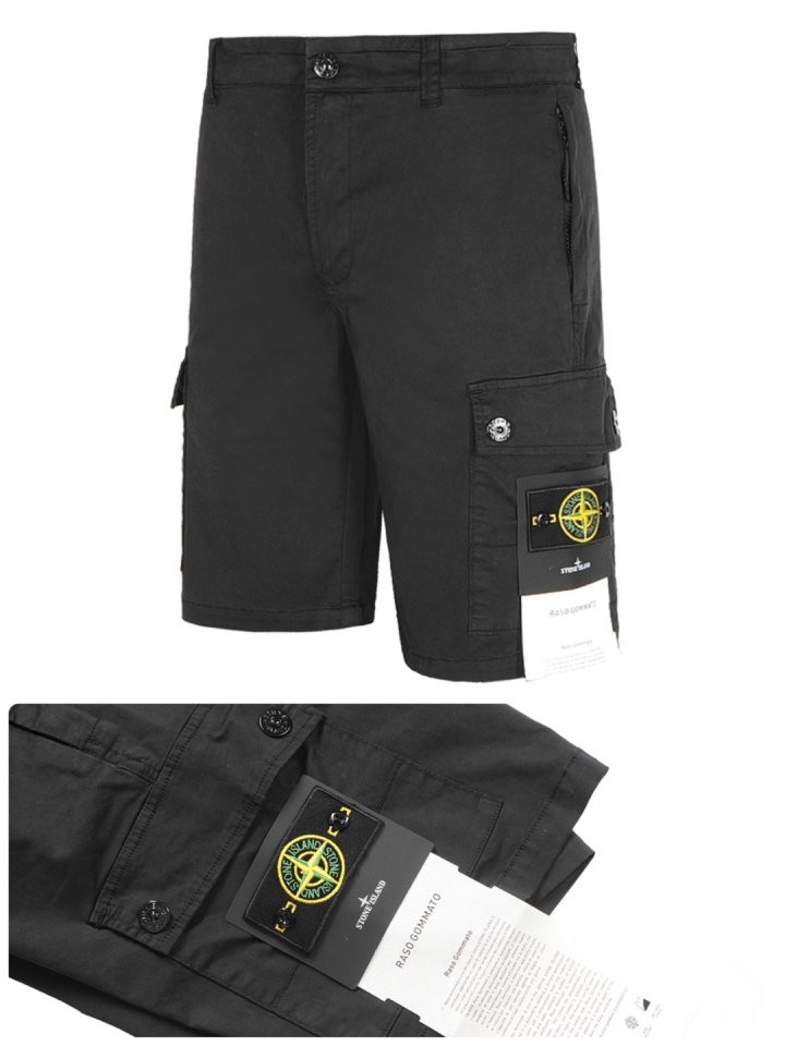 스톤아일랜드 와펜패치 절개라인 가먼트다이드 카고하프팬츠 국내배송