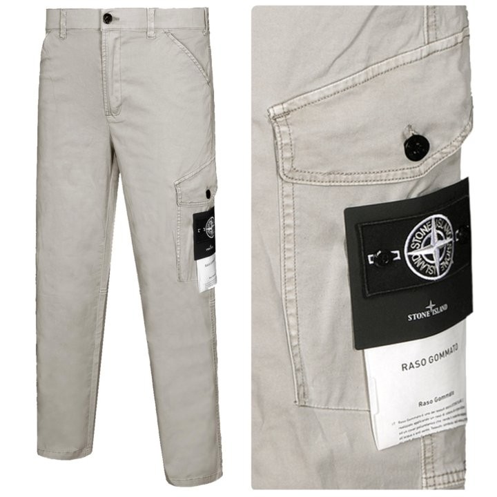 스톤아일랜드 코튼 개버딘 가먼트 다이드 카고 팬츠 화이트 와펜 국내배송