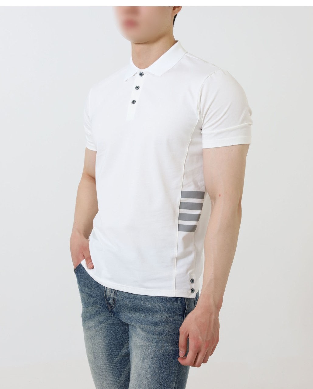 톰브라운 수입 립 커프 코튼 피케 티셔츠 국내배송