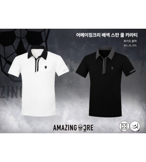 어메이징크리 배색 스판 쿨 카라티 국내배송