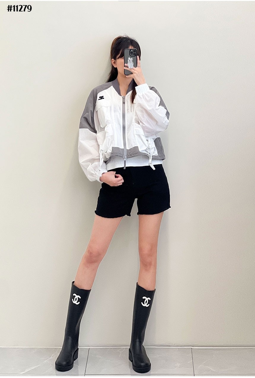 꾸레쥬 수입프리미엄 여성 썸머 배색 블루종 테크 점퍼 국내배송