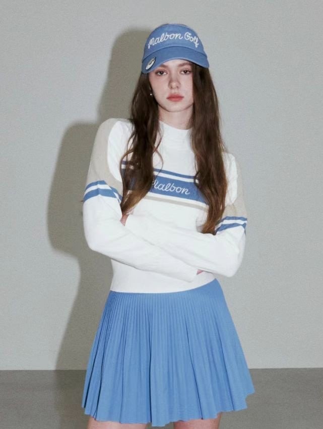 말본 컬러블럭 라운드 니트 국내배송