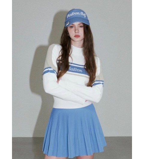 말본 컬러블럭 라운드 니트 국내배송