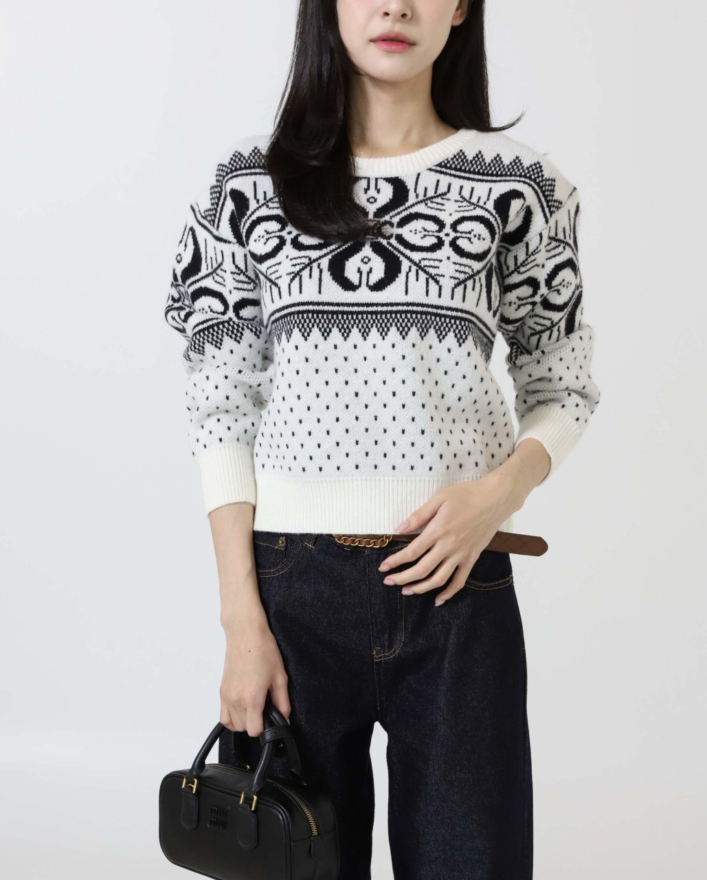 셀린느 수입 페어 아일 울 캐시 크루넥 스웨터 국내배송