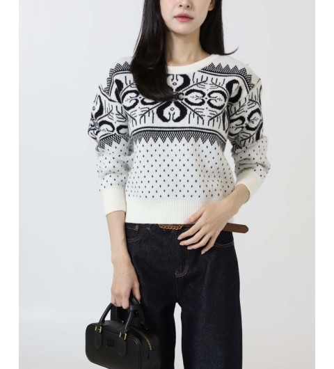 셀린느 수입 페어 아일 울 캐시 크루넥 스웨터 국내배송