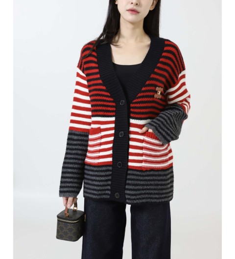 셀린느  수입 스트라이프 울 캐시 가디건 국내배송