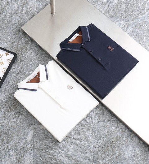 2025FW브루넬로 쿠치넬리 신상 자수로고 포인트 면실켓 카라 티셔츠 국내배송