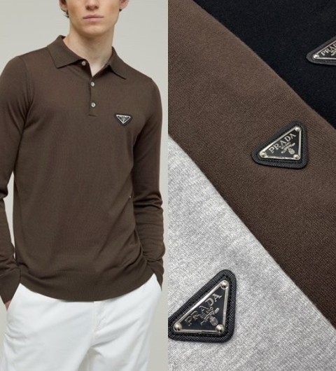 프라다 PRD 플레이트 버튼 카라 니트  국내배송