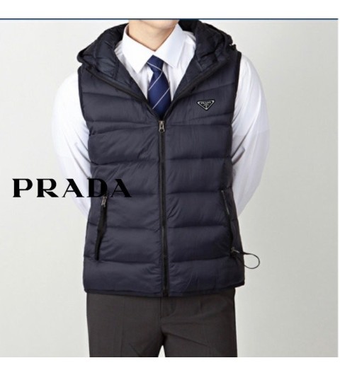 프라다 PRD 삼각로고 후드 패딩 조끼 베스트 국내배송