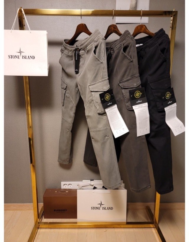 스톤아일랜드 ST 수입원단워싱 밍크기모카고팬츠 국내배송