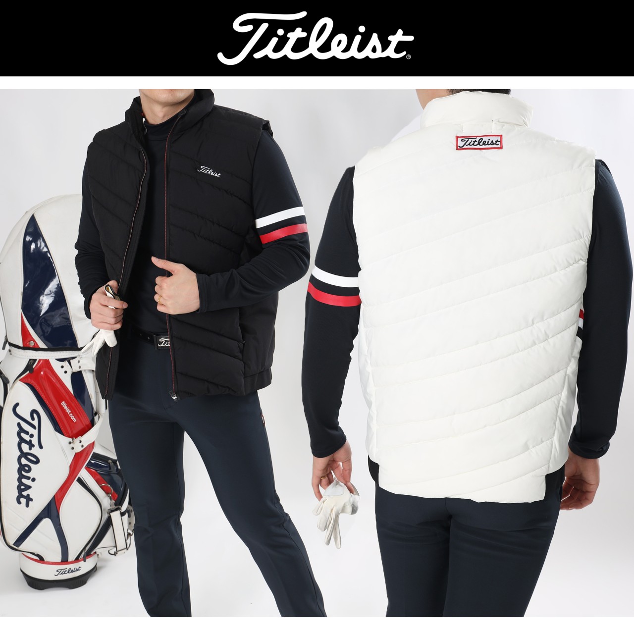 타이틀리스트  사선자수 조끼패딩 국내배송