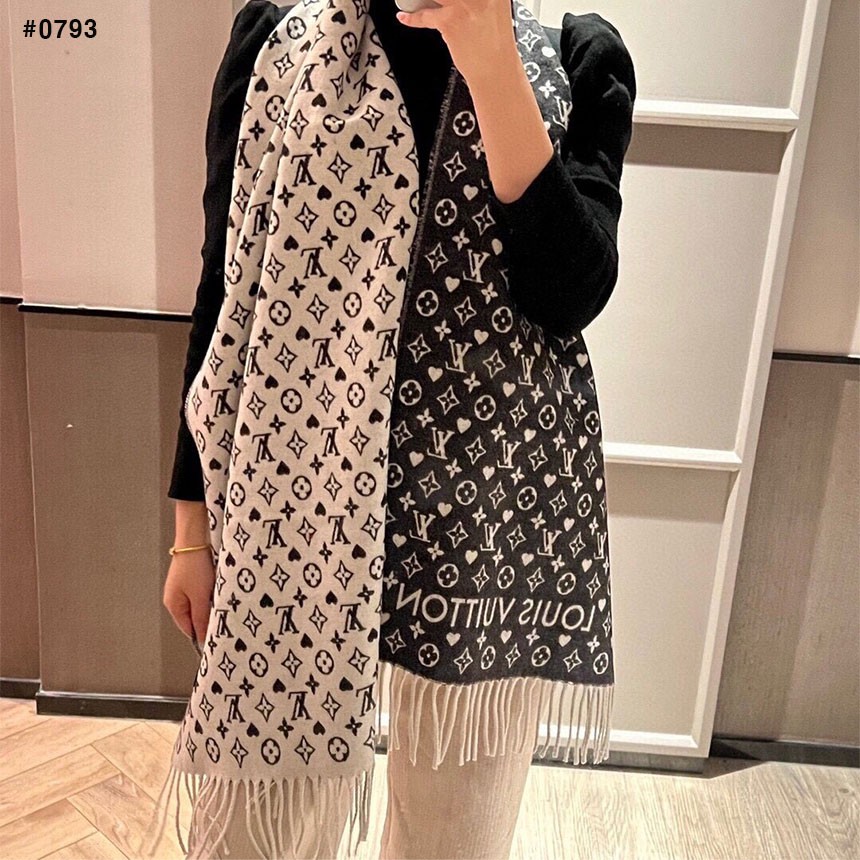 루이비통 모노그램 패턴 울 머플러 국내배송