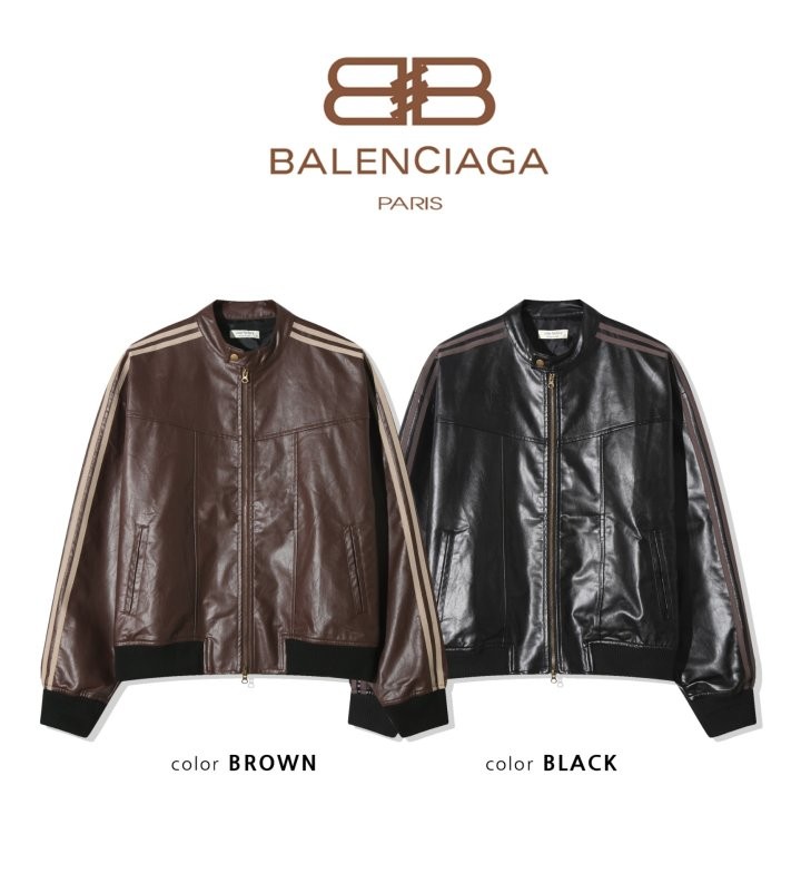 발렌시아가 2025 B 라인 레더 자켓 국내배송