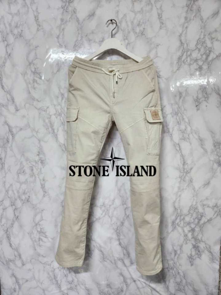 스톤아일랜드 사선 절개 워싱 밴딩팬츠 국내배송