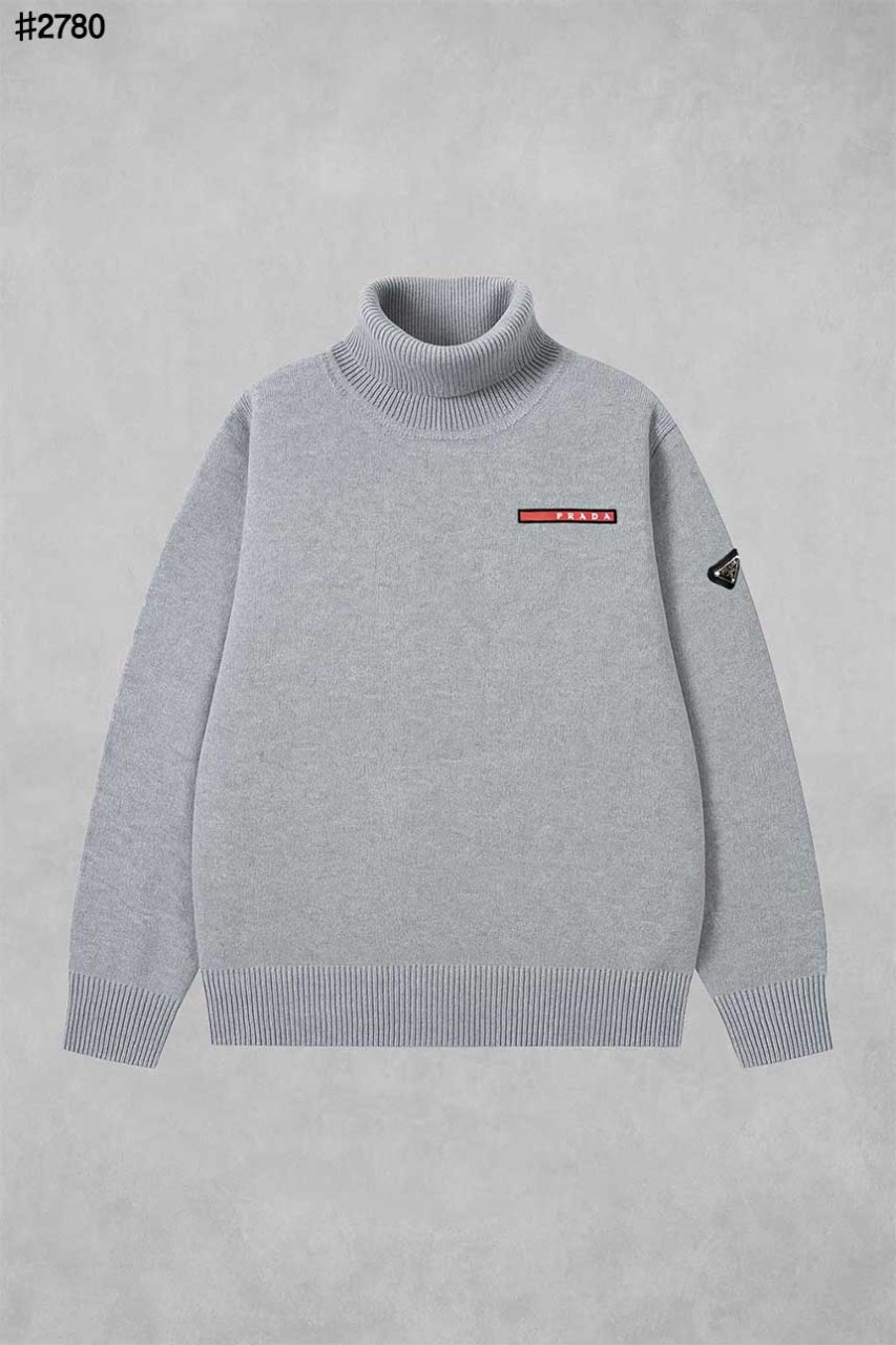 프라다 레드 스틱 삼각 로고 메리노 울 터틀넥 스웨터 국내배송
