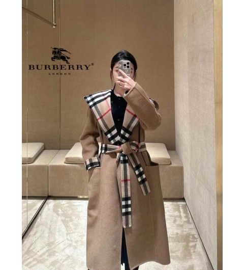 버버리 체크 세무 후드 로브코트 국내배송