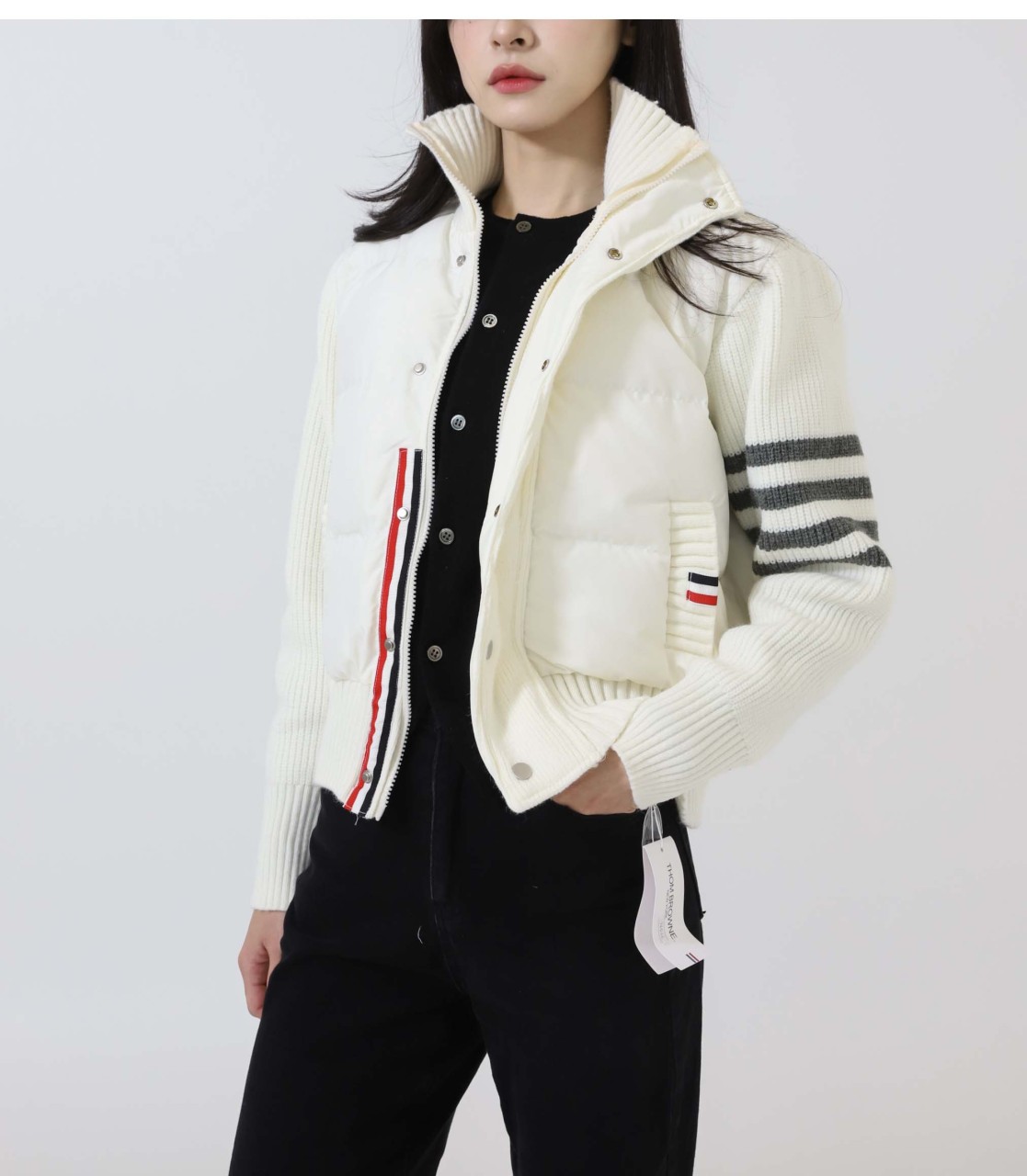 톰브라운 수입 다운 필드 울샤이니 크롭 자켓 -화이트- 국내배송
