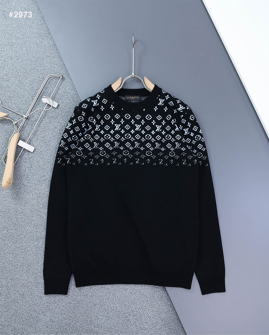 루이비통 그라데이션 블루 모노그램 라운드 니트 국내배송