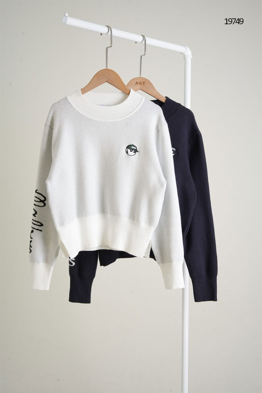 말본 볼캡로고 자가드 니트 스웨터국내배송