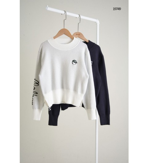 말본 볼캡로고 자가드 니트 스웨터국내배송