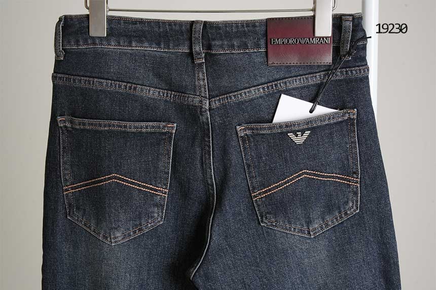 알마니 브라운 레더패치 실버이글 데님팬츠 국내배송