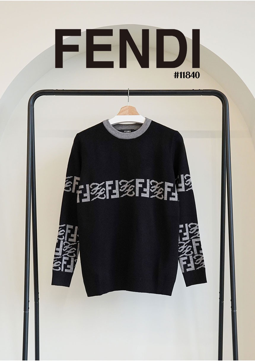 팬디수입 시그니처 레터링로고 울 라운드 니트 스웨터 국내배송