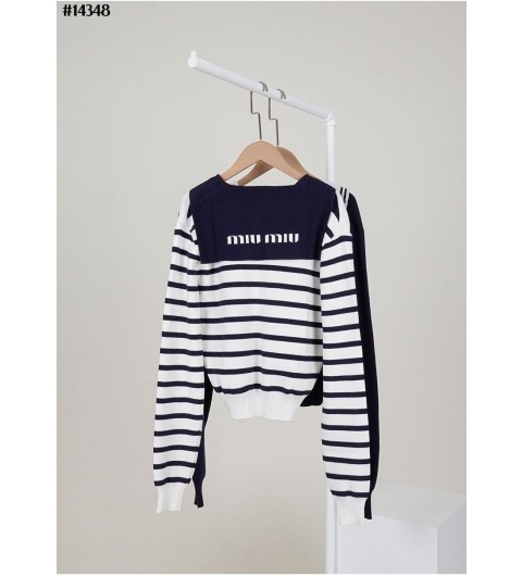 미우미우 여성 세일러 코튼 니트 가디건 국내배송