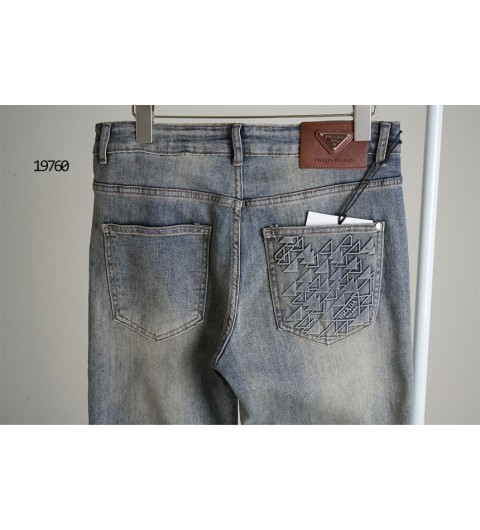 프라다 레더패치 삼각로고 데님진 국내배송