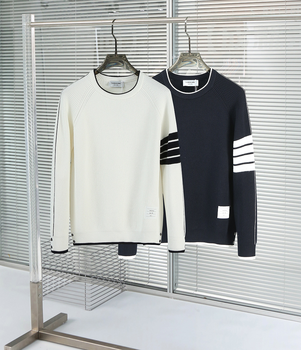 2025FW톰브라운사선 넥배색 양모 라운드 국내배송