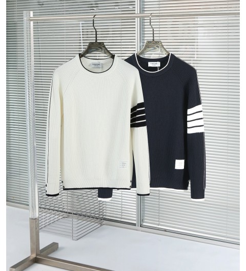 2025FW톰브라운사선 넥배색 양모 라운드 국내배송