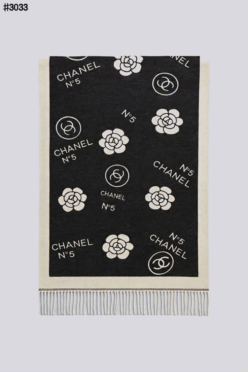 샤넬 넘버 5 까멜리아 아트워크 울 자카드 태슬 숄 머플러 국내배송