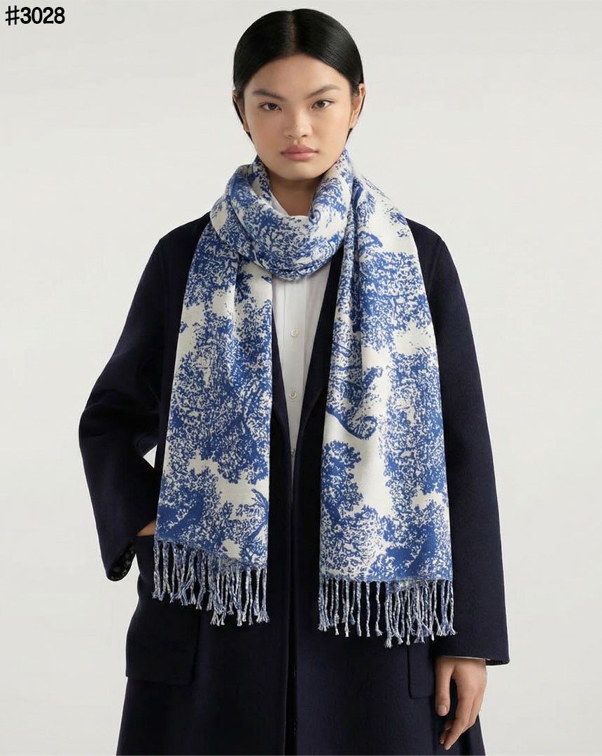 크리스찬 디올Toile De Jouy 새비지 클래식 울 자카드 태슬 숄 머플러 국내배송