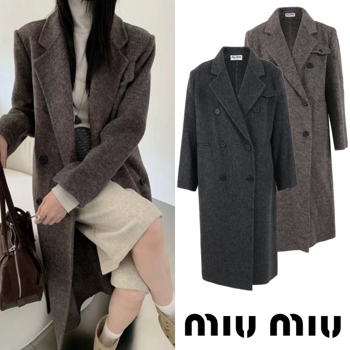 미우미우 25FW. 더블버튼 캐시미어 핸드메이드 코트 국내배송