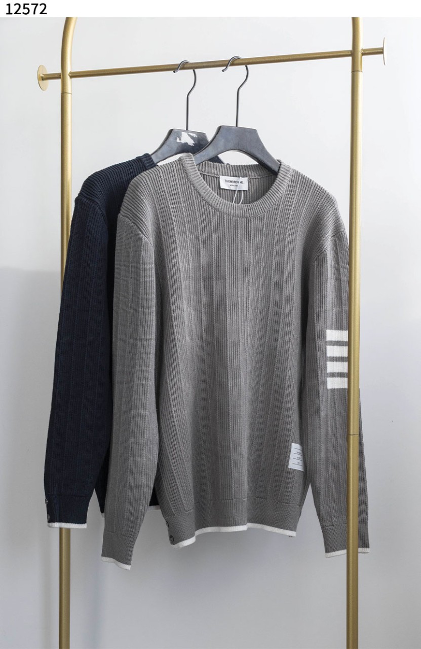 톰브라운 자가드 4선 크루넥 울 니트 스웨터 국내배송