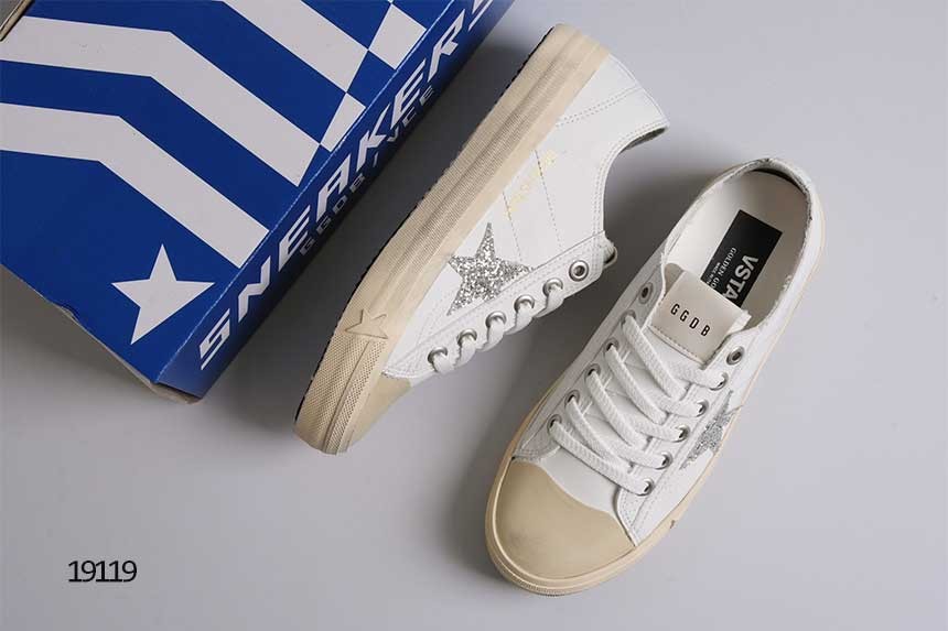 골든구스 V-STAR2 레더 스니커즈 글리터 실버스타 국내배송