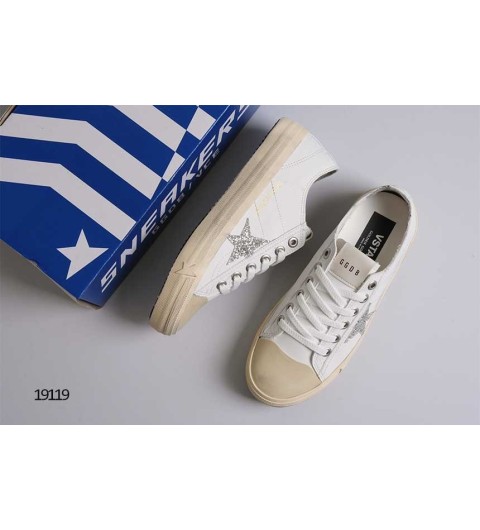 골든구스 V-STAR2 레더 스니커즈 글리터 실버스타 국내배송