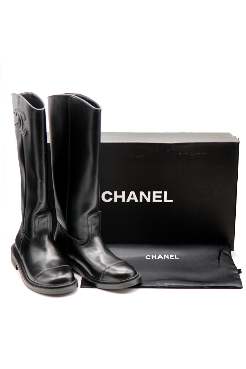 샤넬 CC로고 웨스턴 롱부츠 블랙 국내배송