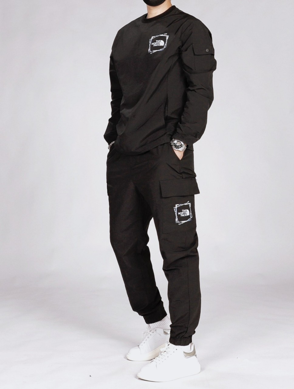 노스페이스 사각 시그니처 투웨이스판 기모세트 국내배송