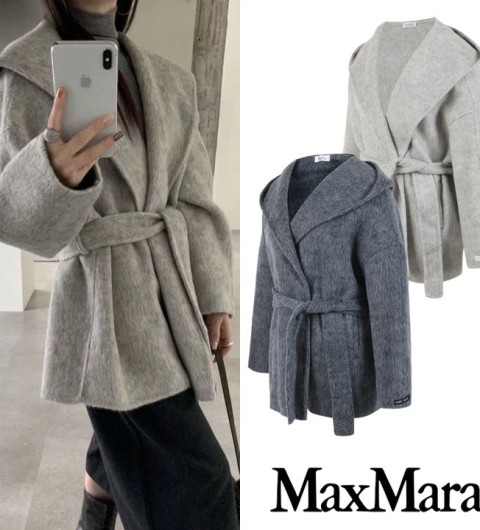 막스마라 25FW. 후드 카멜헤어 핸드메이드 하프코트 국내배송